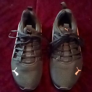Size 8, black and rose gold puma sports running shoes